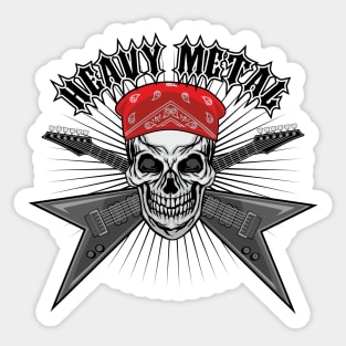 Skull with Guitars - Grunge Vintage Design Sticker